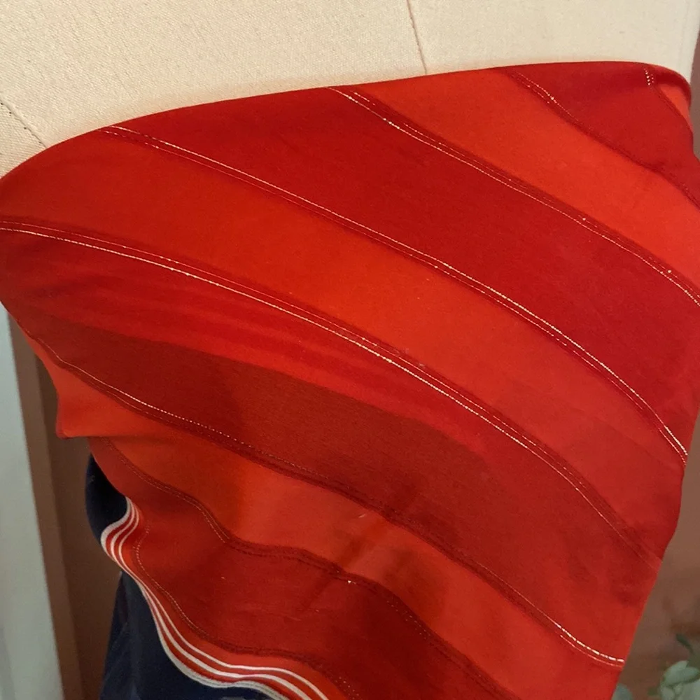 Vintage Marc Aurel Roma red white blue square 31.5 x 31.5 metallic thread scarf